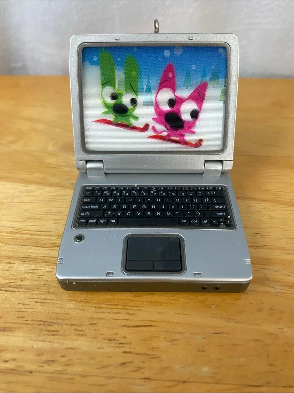 2006 Hallmark Silver Mini Laptop Ornament with Hoops & Yoyo